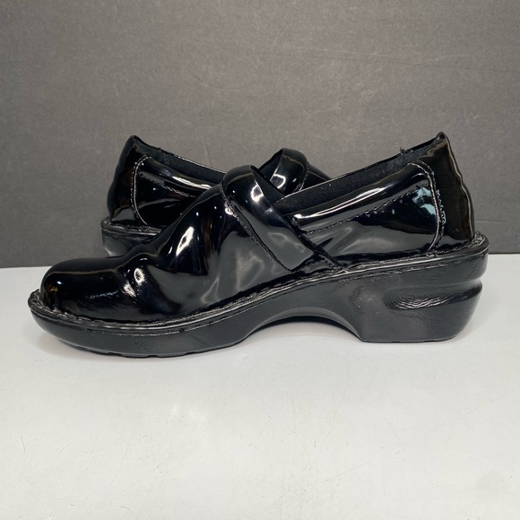 BOC Born Concept Shoes Womens 10 Wedge Clogs Black Patent Pleather Slip On - Picture 8 of 12